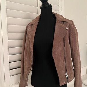 Blank NYC Brown Leather Moto Jacket Asymmetrical Zipper